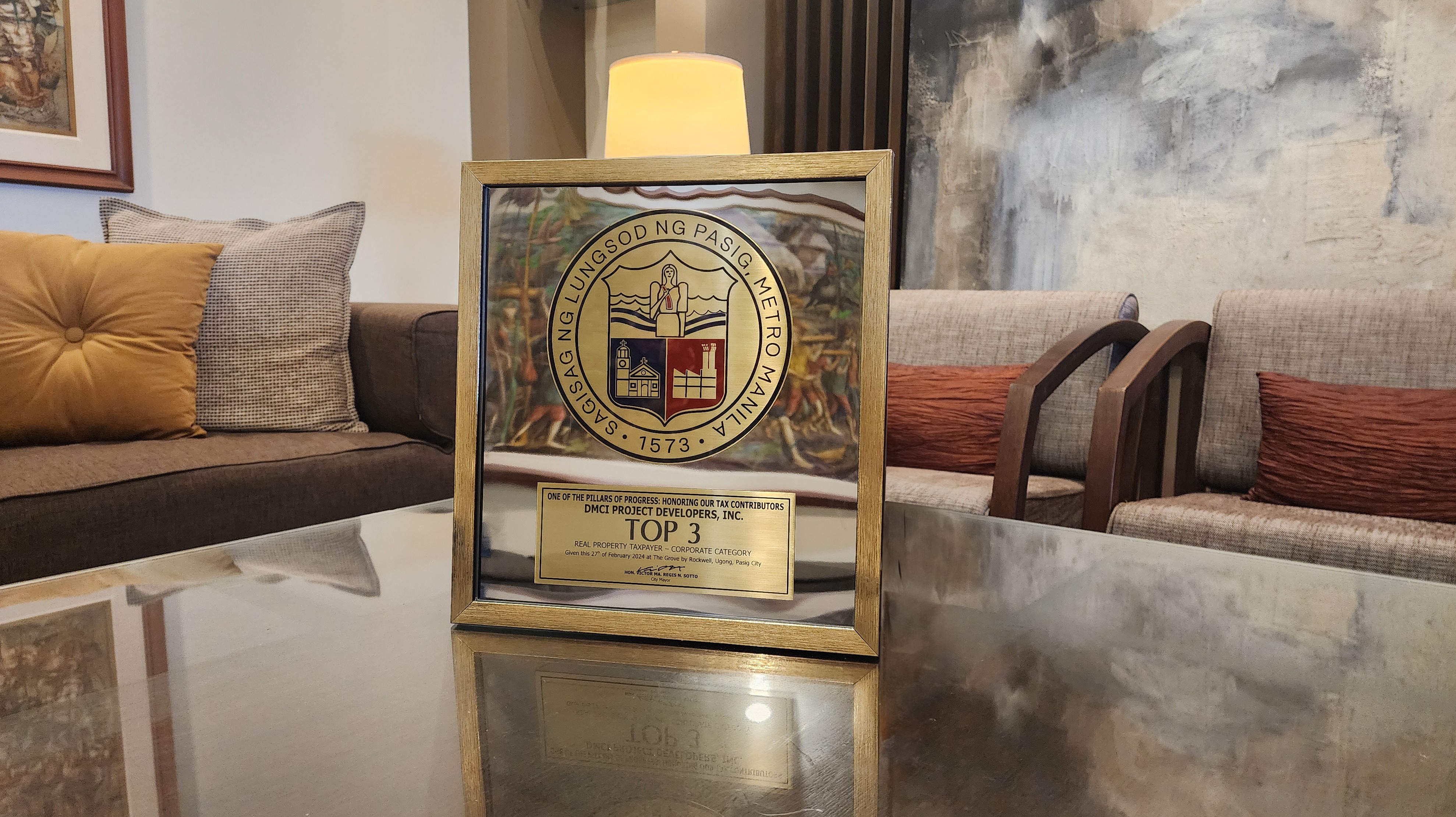 DMCI Homes honored as Pasig City's top taxpayer for third year running